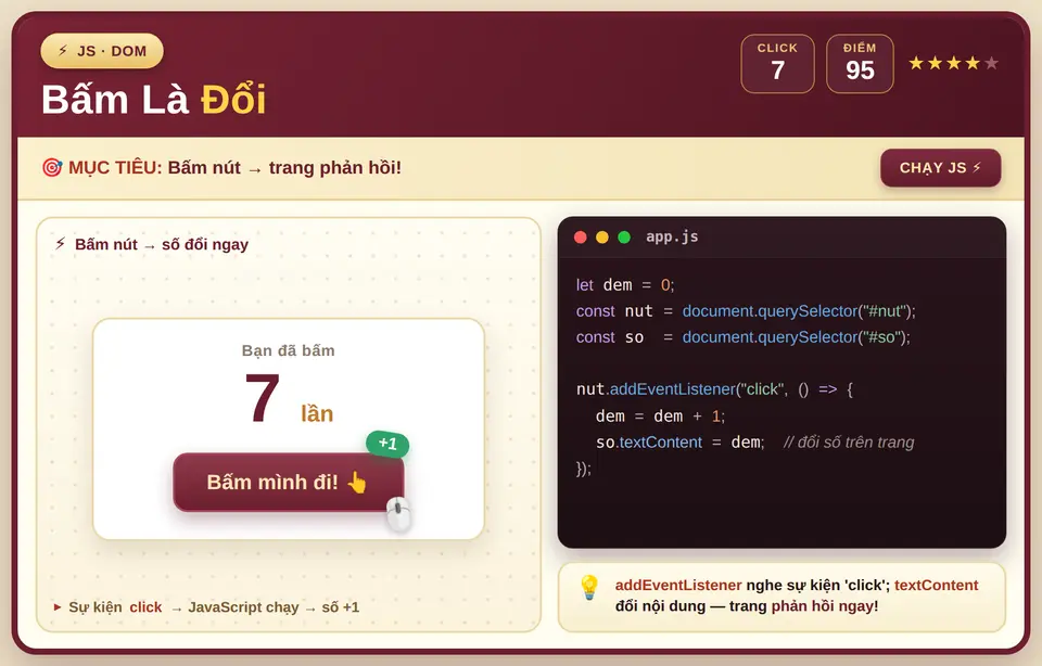 JS/DOM · Bấm là đổi