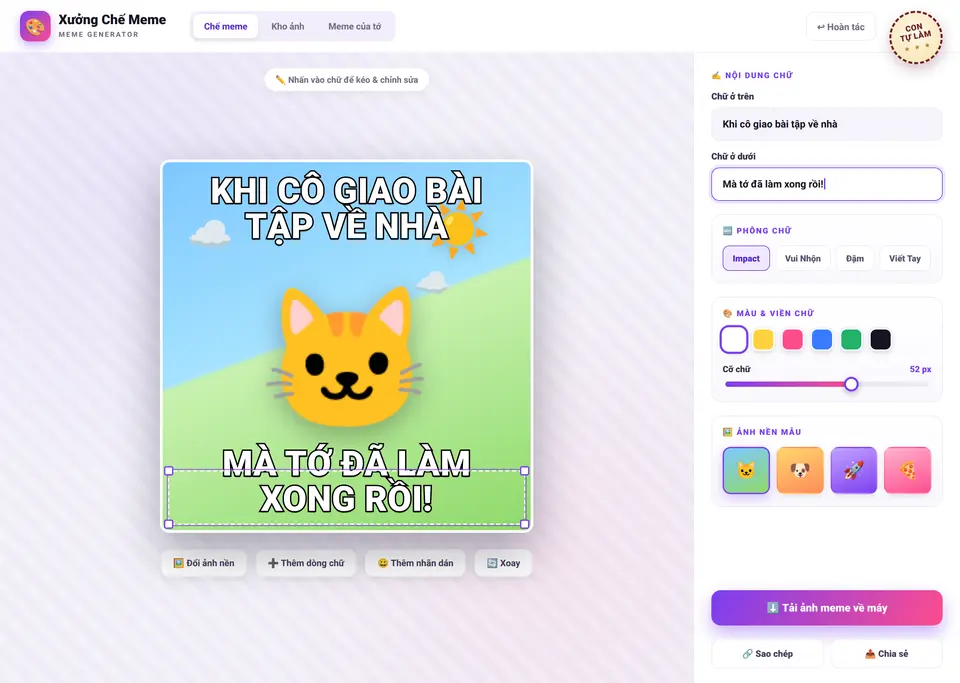 Meme Generator — web-app chế meme con tự làm