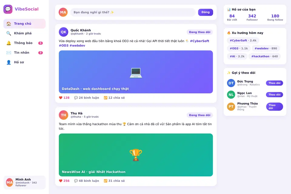 VibeSocial · Sáng tạo / xã hội
