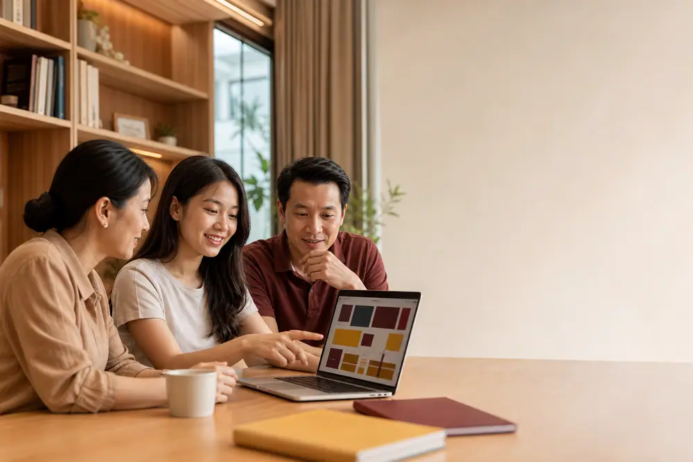 Cả nhà cùng xem sản phẩm con làm